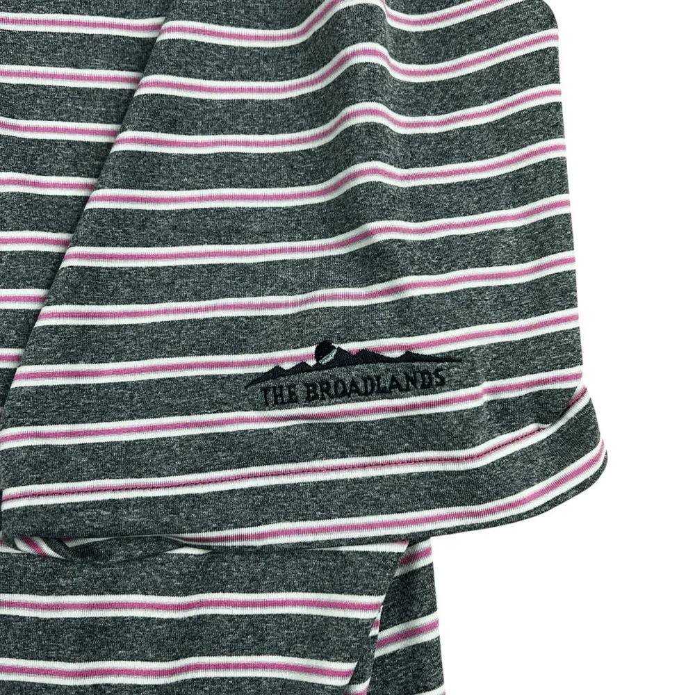 Footjoy FJ Polo Shirt Men's XL Grey Pink Golf Striped Athletic‎ Preppy Stretch